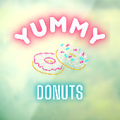 Custom Yummy Sprinkle Donuts Faux Neon Lights Raamsticker (Vel 3)