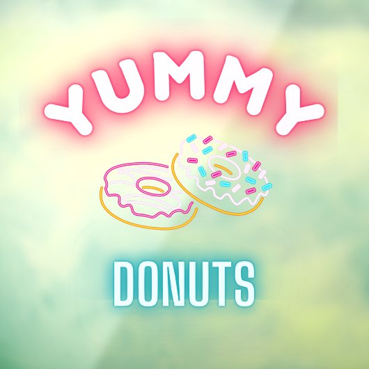 Custom Yummy Sprinkle Donuts Faux Neon Lights Raamsticker (Vel 3)