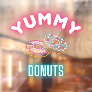 Custom Yummy Sprinkle Donuts Faux Neon Lights Raamsticker