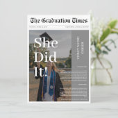 Custom Ze deed het Afstuderen 2025 krantenfoto Kaart (Staand voorkant)