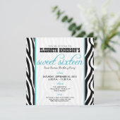 :custom: Zebra Sweet 16 Party Invitation (aqua) (Debout devant)