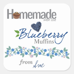 Custom Zelfgemaakte Blueberry Muffin Stickers