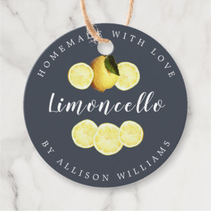 Custom Zelfgemaakte Limoncello Donkerblauwe fles F Bedankjes Labels