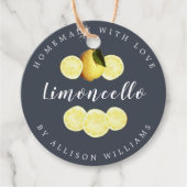 Custom Zelfgemaakte Limoncello Donkerblauwe fles F Bedankjes Labels (Voorkant)