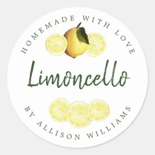 Custom Zelfgemaakte Limoncello Label Wit