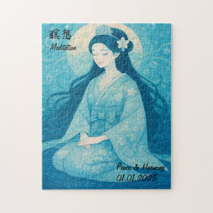 Custom Zen Meditatie Mindful Japan illustratie Legpuzzel