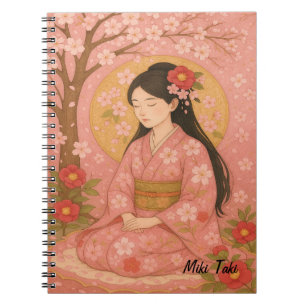 Custom Zen Yoga Meditatie Mindfulness Art Pink Notitieboek