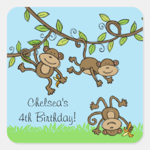 Custom Zoo Animals Monkey Rond Stickers