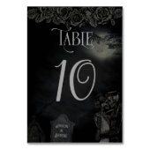 Custom Zwart en Grijs Bloemen Gotische Bruiloft Kaart (Voorkant)