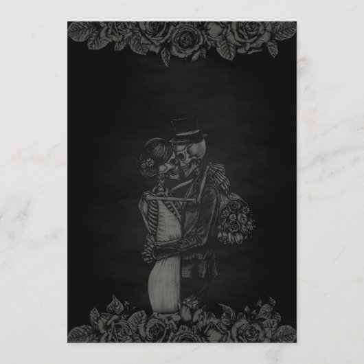 Custom Zwart en Grijs Bloemen Gotische Bruiloft Me Menu (Achterkant)