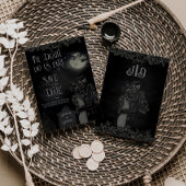 Custom Zwart en Grijs Bloemen Gotische Bruiloft Save The Date