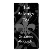 Custom Zwart en Grijs Fleur de lis Boekplaat of Etiket (Voorkant)