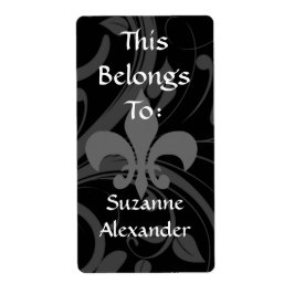 Custom Zwart en Grijs Fleur de lis Boekplaat of Etiket