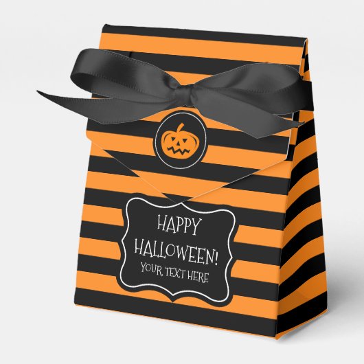 Custom zwart en sinaasappel Halloween partij gunst Bedankdoosjes (Voorkant Zijde)