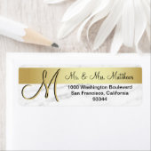 Custom Zwart Goud Folie Marmer Monogram Letter Etiket (Insitu)