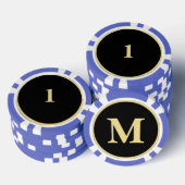 Custom Zwart Goud Monogram 1 Home Toernooi Game Poker Chips (Opstapeling)