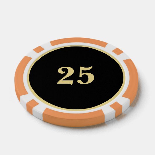 Custom Zwart Goud Monogram 25 Home Toernooi Game Poker Chips (Enkel)