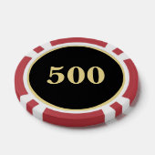 Custom Zwart Goud Monogram 500 Toernooi Game Rood Poker Chips (Enkel)