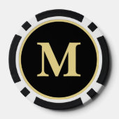Custom Zwart Goud Monogram 50 Home Toernooi Game Poker Chips (Achterkant)