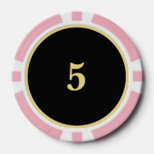 Custom Zwart Goud Monogram 5 Home Toernooi Game Poker Chips (Voorkant)
