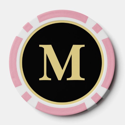 Custom Zwart Goud Monogram 5 Home Toernooi Game Poker Chips (Achterkant)
