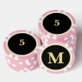 Custom Zwart Goud Monogram 5 Home Toernooi Game Poker Chips (Opstapeling)