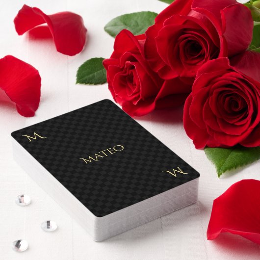Custom Zwart Goud Monogram Baraja Española Spaans Pokerkaarten (Insitu (Valentijn))