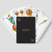 Custom Zwart Goud Monogram Baraja Española Spaans Pokerkaarten (Achterkant)