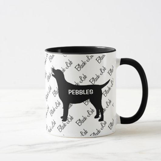 CUSTOM Zwart Lab Hond Silhouet Mok (Rechts)