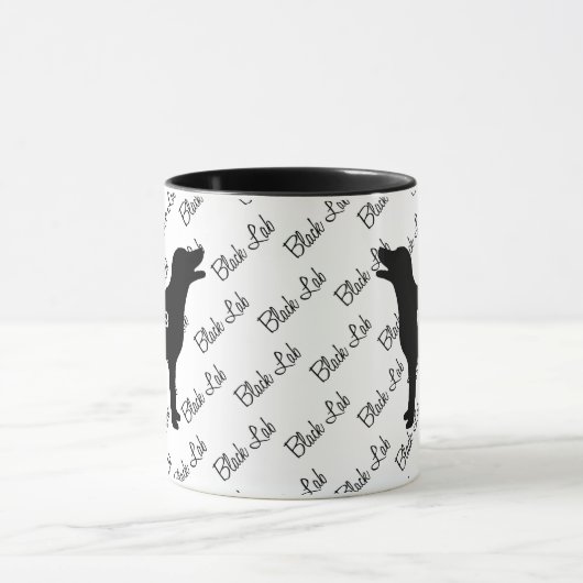 CUSTOM Zwart Lab Hond Silhouet Mok (Midden)