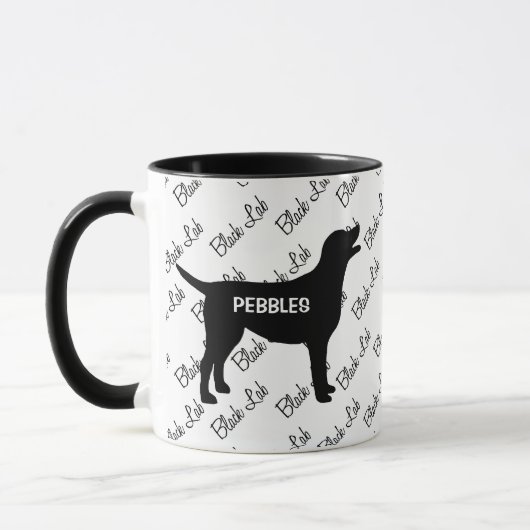 CUSTOM Zwart Lab Hond Silhouet Mok (Links)