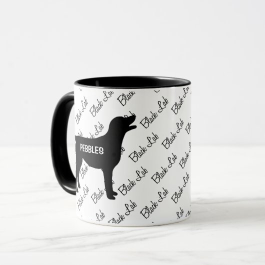 CUSTOM Zwart Lab Hond Silhouet Mok (Voorkant links)