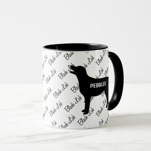 CUSTOM Zwart Lab Hond Silhouet Mok (Voorkant rechts)