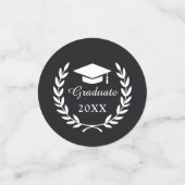 Custom Zwart Laurel Krans Embleem Afstuderen Foto Confetti (Kleine voorkant)