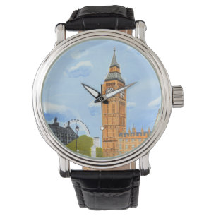 Custom Zwart Leather Big Ben Horloge