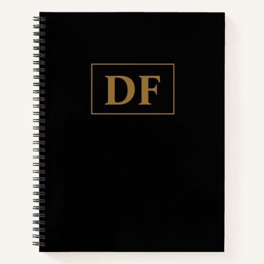 Custom zwart met gouden Initialen Notitieboek (Voorkant)