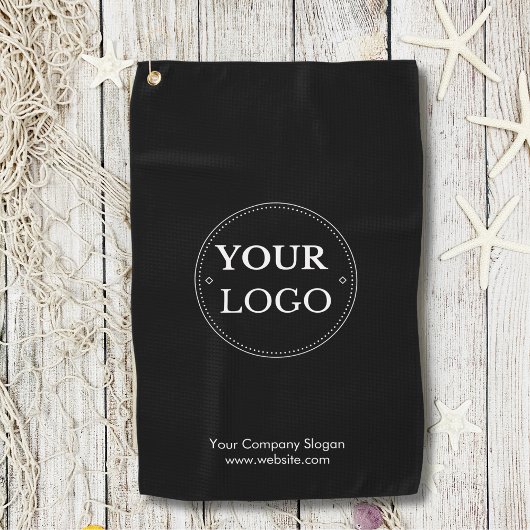 Custom Zwart Modern Business Branded Logo Golfhanddoek