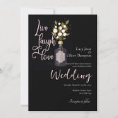 Custom Zwart Romantisch Bloemen Bruiloft Kaart w / (Voorkant)