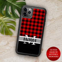 Custom Zwart Rood Buffel Lumberjack Plaid Patroon