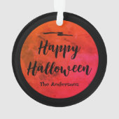 Custom Zwart & Sinaasappel Volle Maan Happy Hallow Ornament (achterkant)