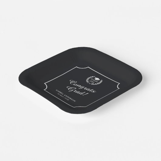 Custom Zwart Vierkant Graduation Party Papier Bord (Gebogen)