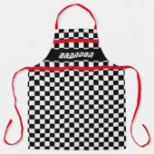 Custom Zwart Wit Auto Race Geruite Vlaggen Schort (Voorkant)