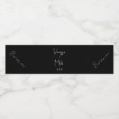 Custom zwart wit bruiloft waterfles etiket (Enkel label)