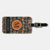 Custom Zwart Wit Goud Sinaasappel Aztec Patroon Bagagelabel (Voorkant horizontaal)