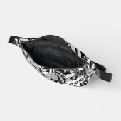 Custom Zwart Wit Moderne Tropische Bladeren Gedruk Heuptasje (Open)