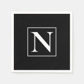 Custom Zwart-wit Monogram Business Party Servet (Voorkant)