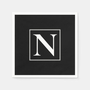 Custom Zwart-wit Monogram Business Party Servet