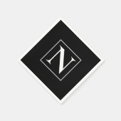 Custom Zwart-wit Monogram Business Party Servet (Hoek)