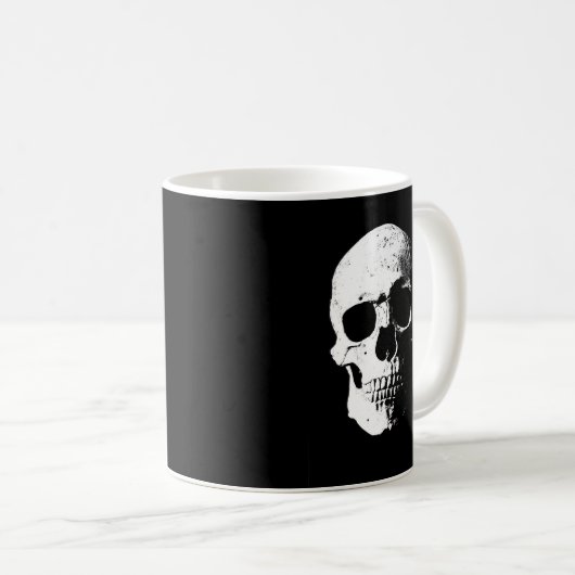 Custom Zwart & Wit Pop Art Halloween Party Skull Koffiemok (Voorkant rechts)