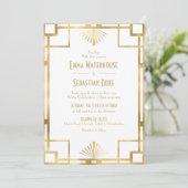Customed Great Gatsby Art Deco Wedding Kaart (Staand voorkant)